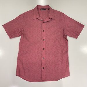 Travis Mathew Men's Heather Earth Red Prestige Lifestyle Button Shirt Size M